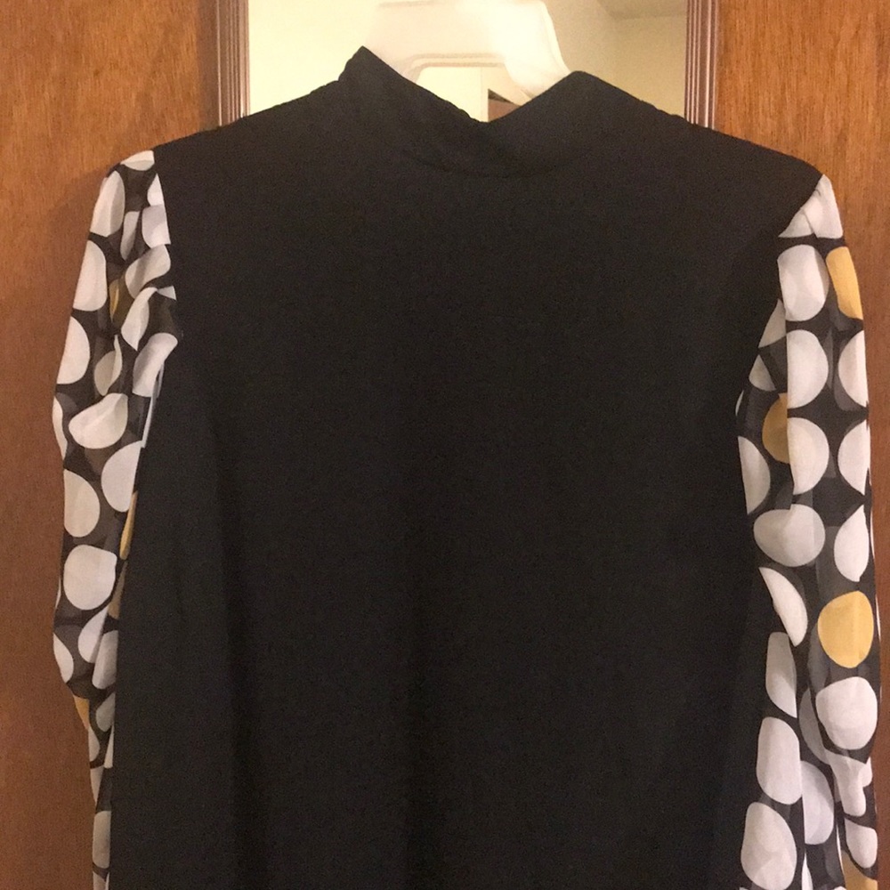 Black blouse sheer with polka dot sleeve